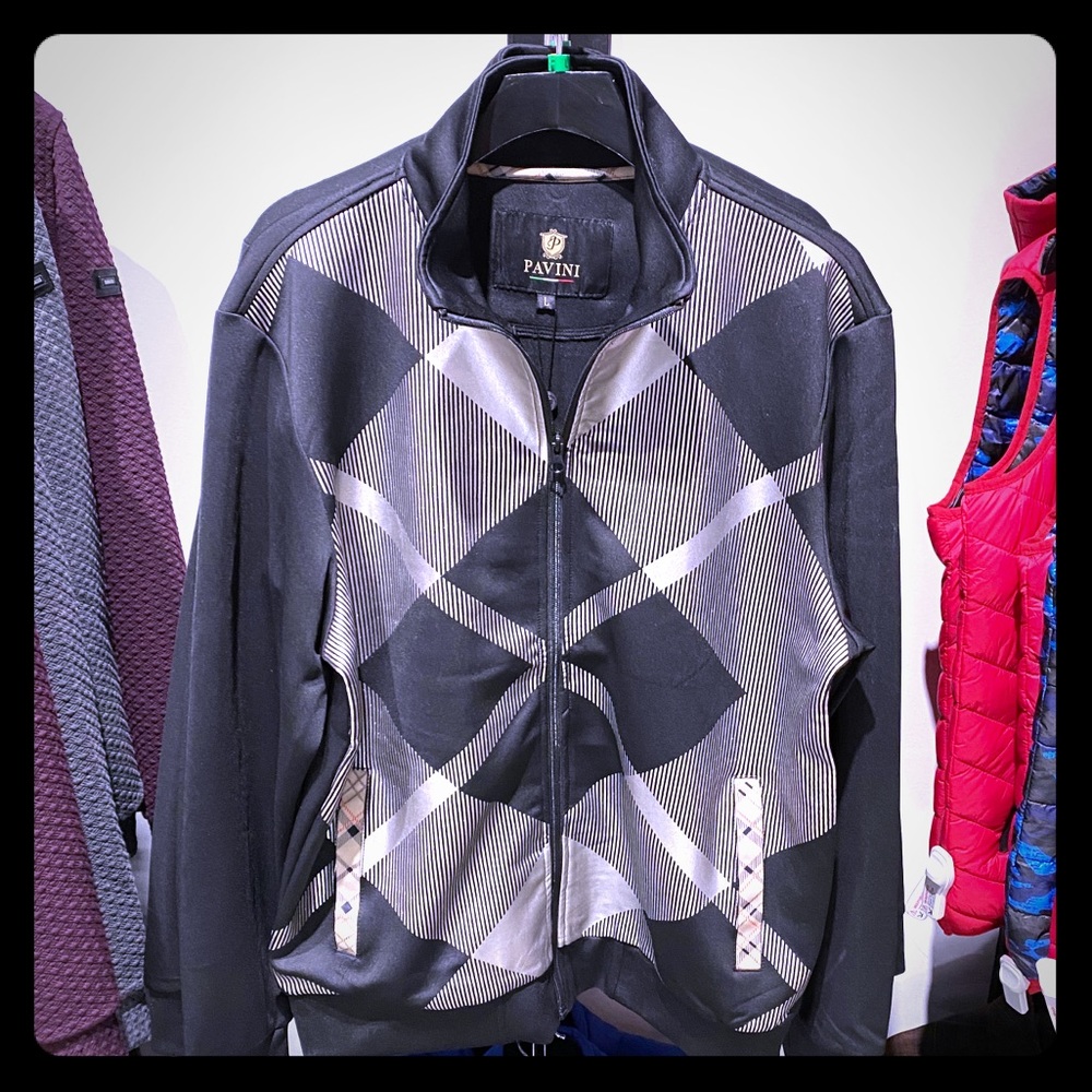 Pavini NEW Unworn Black and Silver Track Jacket!
